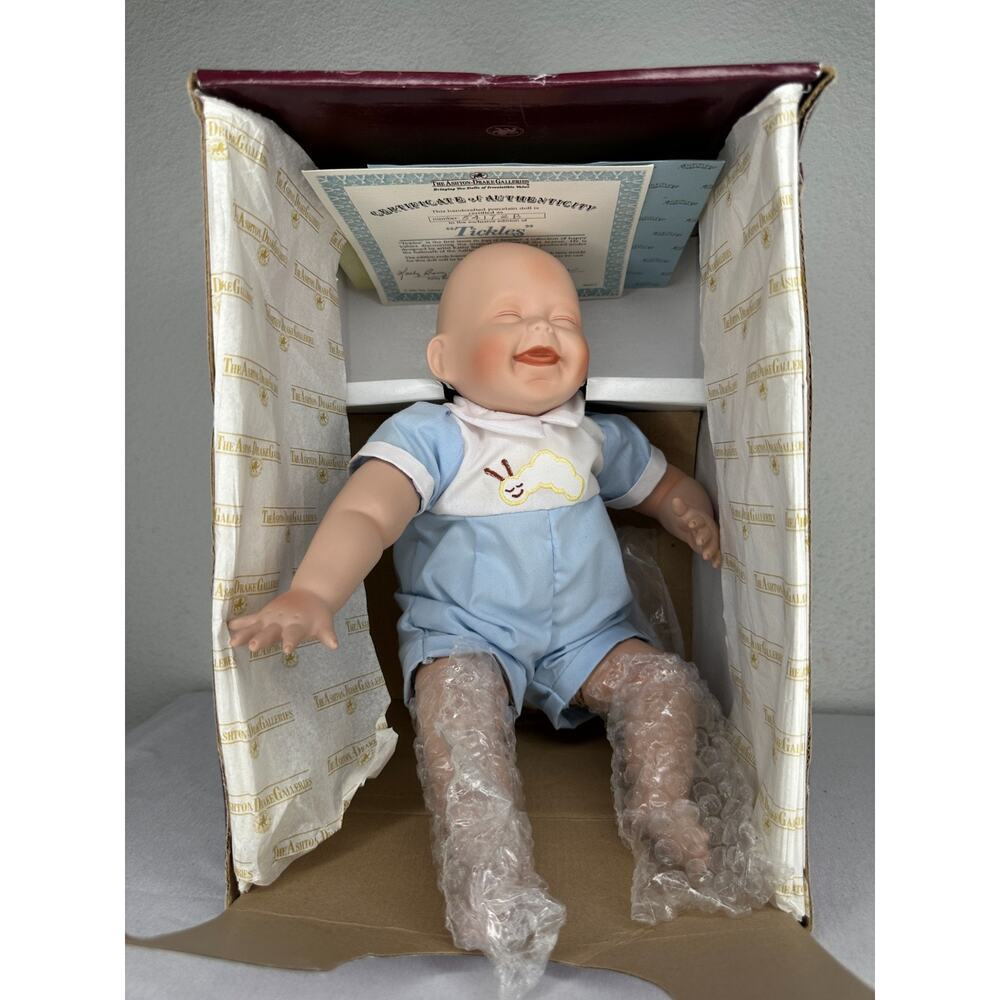 Ashton Drake TICKLES Porcelain Baby Doll Blue Outfit Fuzzy Caterpillar 1st Issue